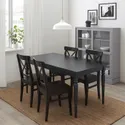 IKEA INGATORP ИНГАТОРП / INGOLF ИНГОЛЬФ, стол и 4 стула, черный / коричнево-чёрный, 155 / 215 см 192.971.57 фото thumb №2