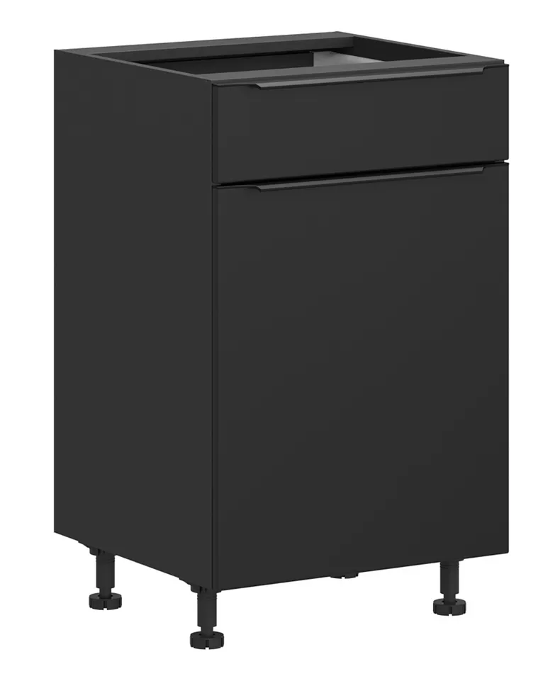 BRW Кухонна шафа Sole L6 50 см права з висувною шухлядою з плавним закриттям чорний матовий, чорний/чорний матовий FM_D1S_50/82_P/STB-CA/CAM фото №2