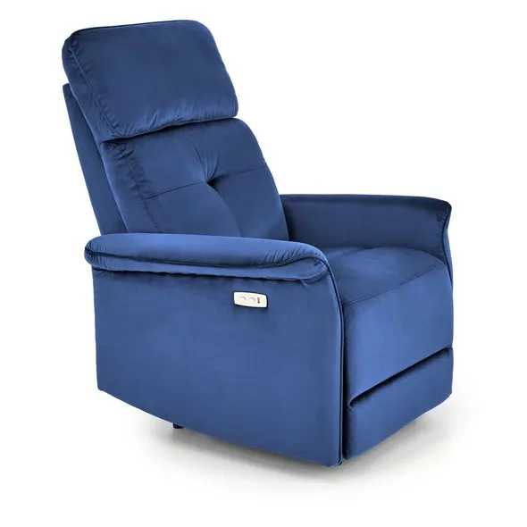 Крісло з функцією електричного розкладання та гніздом USB HALMAR SEMIR,  темно-синій фото №1
