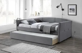 Двоспальне ліжко HALMAR SANNA 90x200 см з висувним нижнім матрацом сіре фото