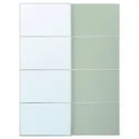 IKEA MEHAMN / AULI МЕХАМН / АУЛИ, пара раздвижных дверей, алюминий 2стр / светло-зеленое зеркало, 150x201 см 295.521.90 фото thumb №1