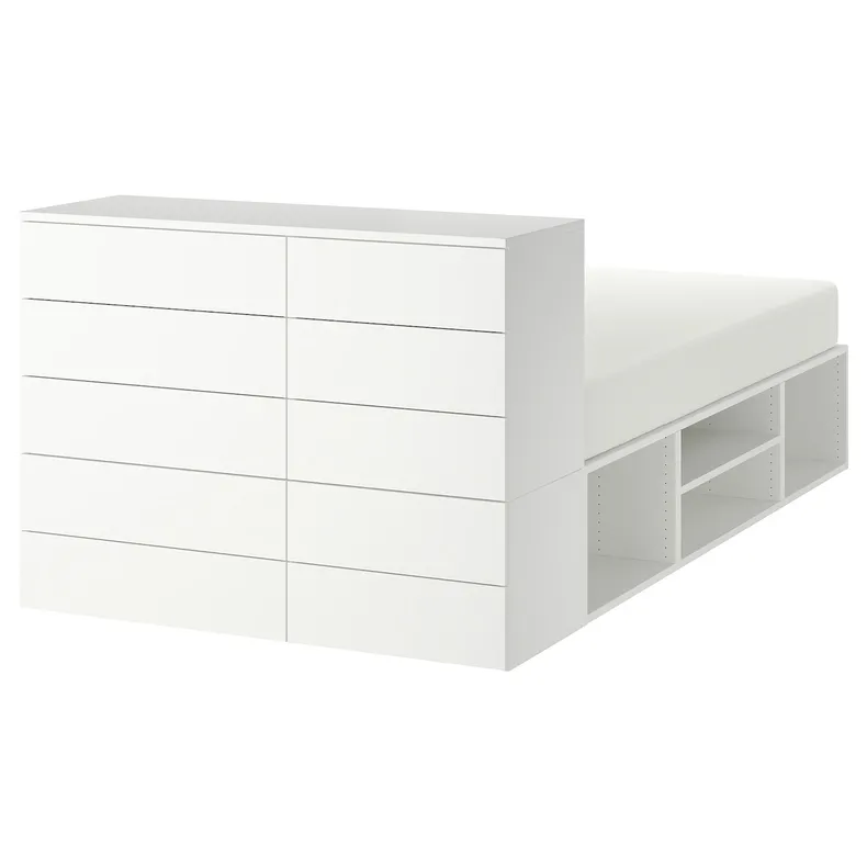 IKEA PLATSA ПЛАТСА, каркас кровати с 10 ящиками, белый, фонны, 140x244x103 см фото №1