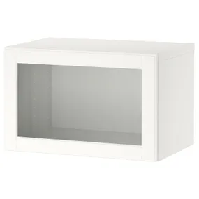 IKEA BESTÅ БЕСТО, настінна комбінація шаф, біле / Ostvik біле / прозоре скло, 60x42x38 см 194.308.68 фото