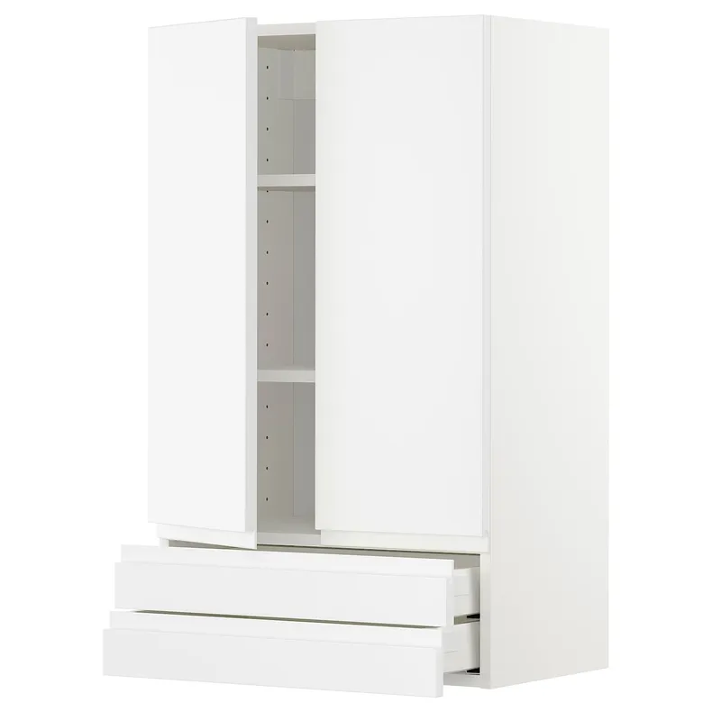 IKEA METOD МЕТОД / MAXIMERA МАКСІМЕРА, навісна шафа, 2 дверцят / 2 шухляди, білий / Voxtorp матовий білий, 60x100 см 894.679.76 фото №1