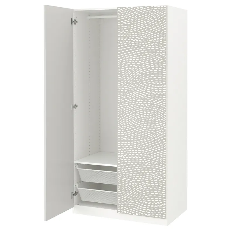 IKEA PAX ПАКС / MISTUDDEN МИСТУДДЕН, гардероб, комбинация, белый / серый узор, 100x60x201 см 995.210.58 фото №1