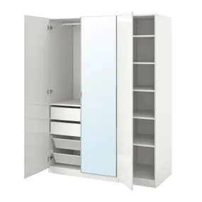 IKEA PAX ПАКС / FARDAL/ÅHEIM, гардероб, комбінація, білий глянець/дзеркало, 150x60x201 см 293.955.72 фото