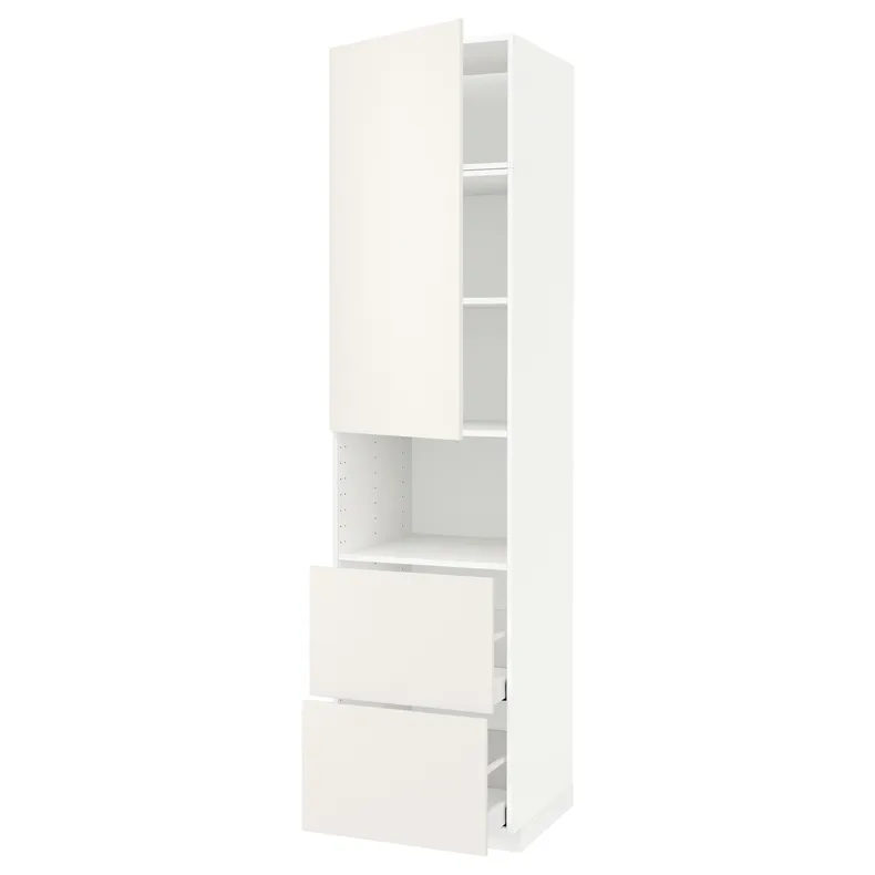 IKEA METOD МЕТОД / MAXIMERA МАКСІМЕРА, висока шафа для мікрох печі, 2 шухл, білий / ВЕДДІНГЕ білий, 60x60x240 см 694.618.57 фото №1