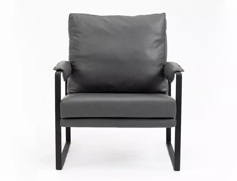 Крісло м'яке з металевим каркасом SIGNAL FOCUS Buffalo, екошкіра: сірий фото №8