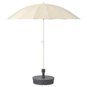 IKEA SAMSÖ САМСО, сонячна парасоля+опора, бежевий / Grytö темно-сірий, 200 см 292.193.24 фото