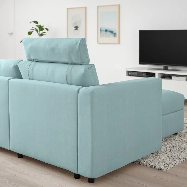 IKEA VIMLE ВІМЛЕ, 3-місний диван із кушеткою, з узголів'ям САКСЕМАРА/світло-синій 993.991.33 фото №3