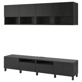 IKEA BESTÅ БЕСТО, комбінація шаф для телевізора, чорно-коричневий / ЛАППВІКЕН / СТУББ чорно-коричневий, 240x42x230 см 694.119.47 фото
