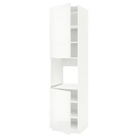 IKEA METOD МЕТОД, высок шкаф д / духовки / 2дверцы / полки, белый / Рингхульт белый, 60x60x240 см 894.587.45 фото