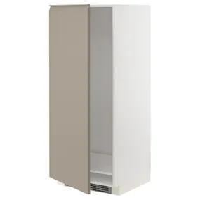 IKEA METOD МЕТОД, висока шафа для холодильнка / морозил, білий / Upplöv матовий темно-бежевий, 60x60x140 см 794.915.66 фото