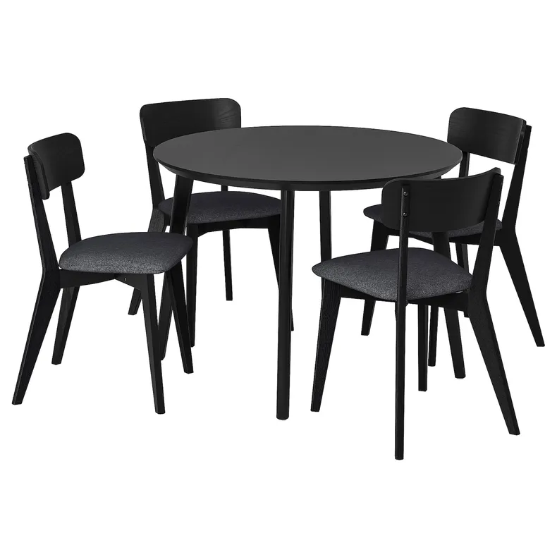 IKEA LISABO ЛИСАБО / LISABO ЛИСАБО, стол и 4 стула, черный / тальмира черный / серый, 105 см 795.549.07 фото №1