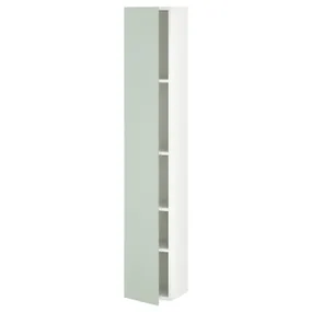 IKEA ENHET ЕНХЕТ, висока шафа 4 полички/дверцята, білий/блідо-сіро-зелений, 30x32x180 см 594.968.76 фото
