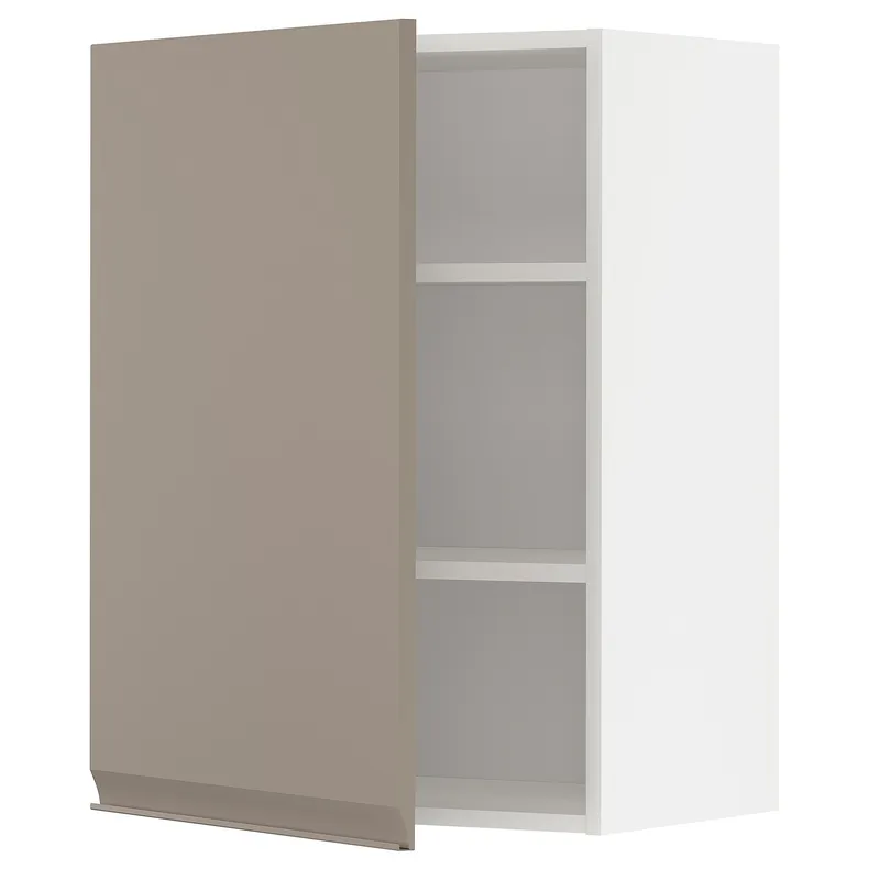 IKEA METOD МЕТОД, шафа навісна із полицями, білий / Upplöv матовий темно-бежевий, 60x80 см 094.918.95 фото №1