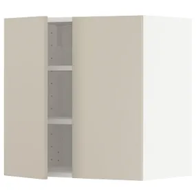 IKEA METOD МЕТОД, навісна шафа з полицями / 2 дверцят, білий / хавсторпський бежевий, 60x60 см 494.698.64 фото