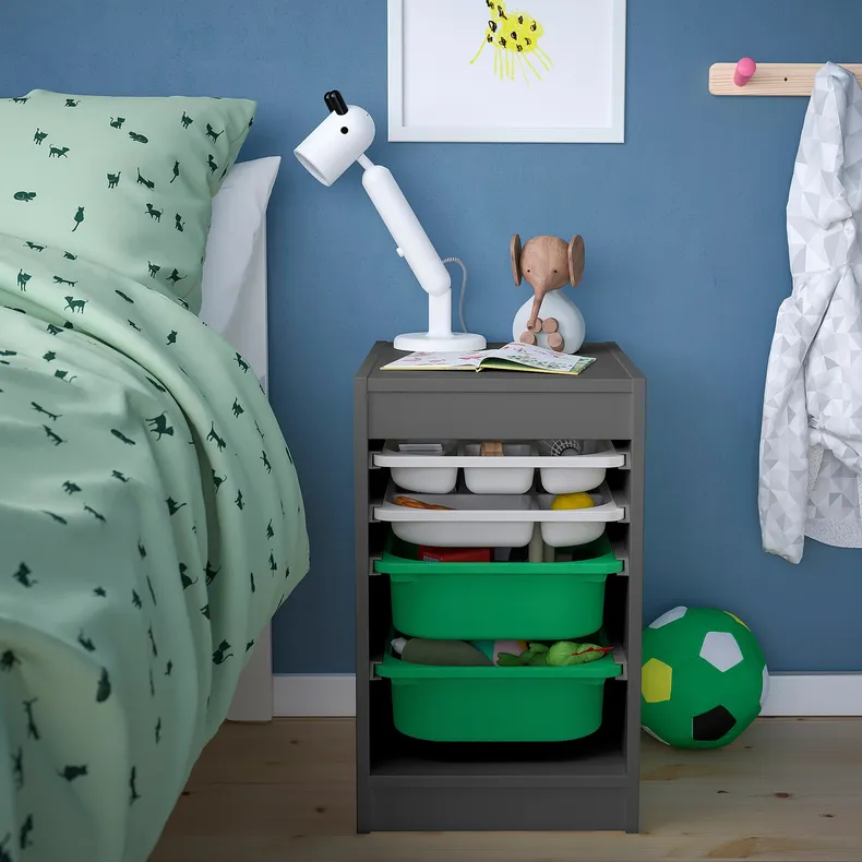 IKEA TROFAST ТРУФАСТ, комб д / збер з коробками / лотком, сірий сірий / зелений, 34x44x56 см 295.161.02 фото №3