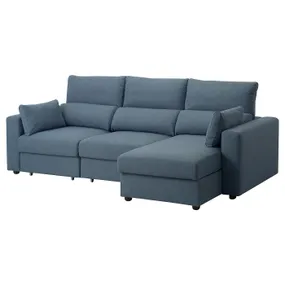 IKEA ESKILSTUNA ЭСКИЛЬСТУНА, 3-местный диван с козеткой, Окрашенный в синий цвет 995.201.91 фото