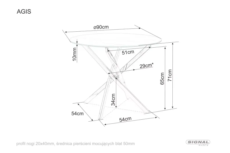 Стіл обідній SIGNAL Agis, прозорий, матовий чорний фото №3