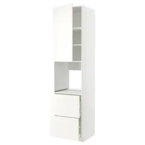 IKEA METOD МЕТОД / MAXIMERA МАКСІМЕРА, висока шафа для духовки+дверц / 2шухл, білий / ВАЛЛЬСТЕНА білий, 60x60x240 см 095.074.48 фото