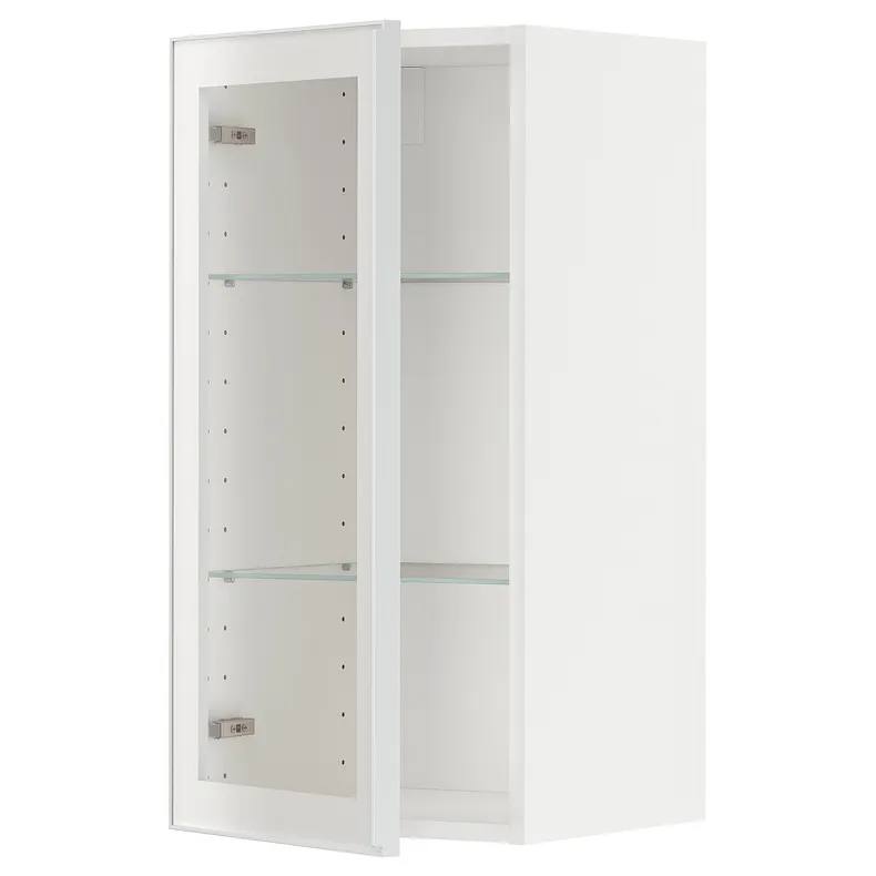 IKEA METOD МЕТОД, навесной шкаф / полки / стеклян дверца, белый / Хейста белое прозрачное стекло, 40x80 см 894.905.47 фото №1