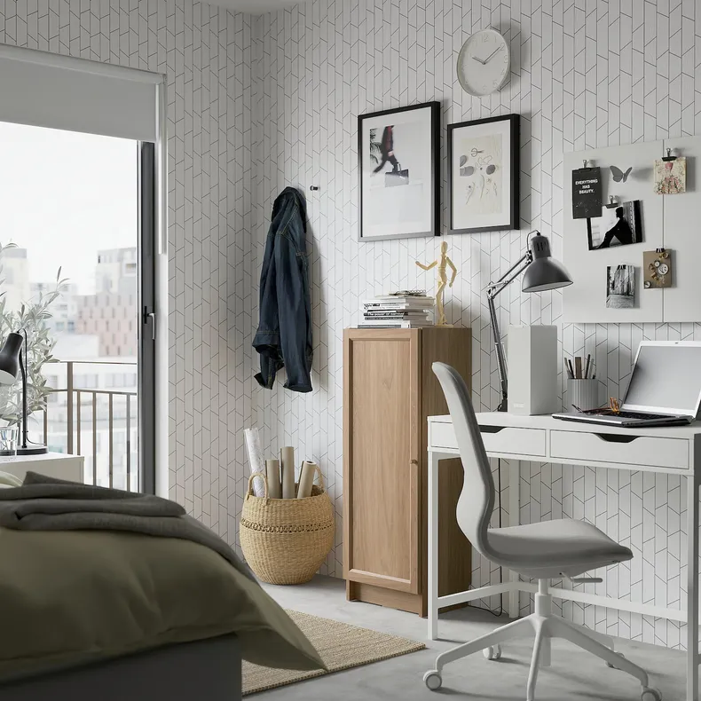 IKEA BILLY БІЛЛІ / OXBERG ОКСБЕРГ, книжкова шафа з дверцятами, під дуб, 40x30x106 см 094.832.92 фото №2