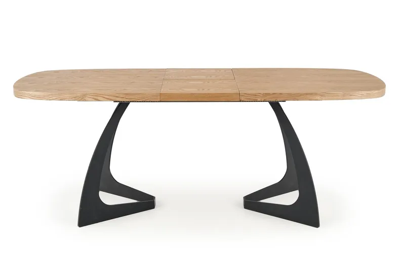 Обідній стіл розкладний HALMAR VELDON 160-200x90 см, стільниця - дуб натуральний, ніжки - чорний фото №3