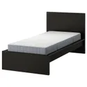 IKEA MALM МАЛЬМ, каркас кровати с матрасом, черный / коричневый / Валевог средней жесткости, 90x200 см 395.443.69 фото thumb №1
