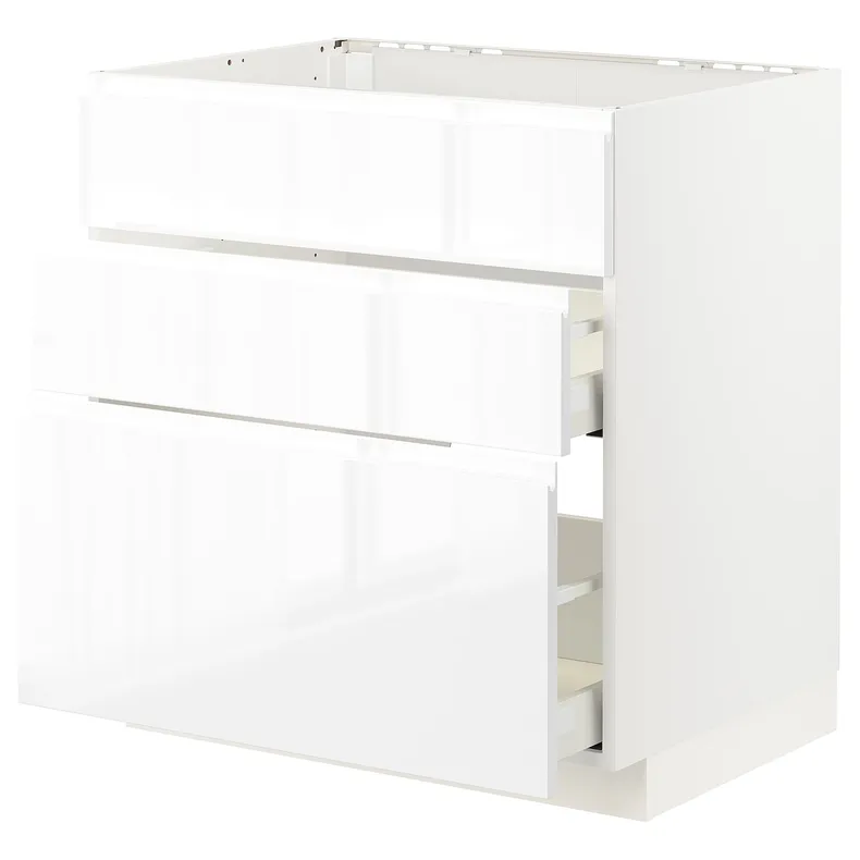 IKEA METOD МЕТОД / MAXIMERA МАКСИМЕРА, напол шкаф д / варочн панели / вытяжка, белый / Воксторп глянцевый / белый, 80x60 см 593.356.14 фото №1