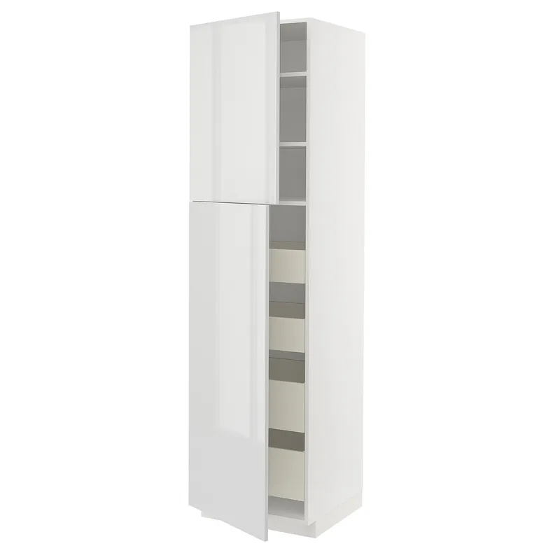 IKEA METOD МЕТОД / MAXIMERA МАКСИМЕРА, высокий шкаф / 2дверцы / 4ящика, белый / светло-серый, 60x60x220 см 194.694.22 фото №1