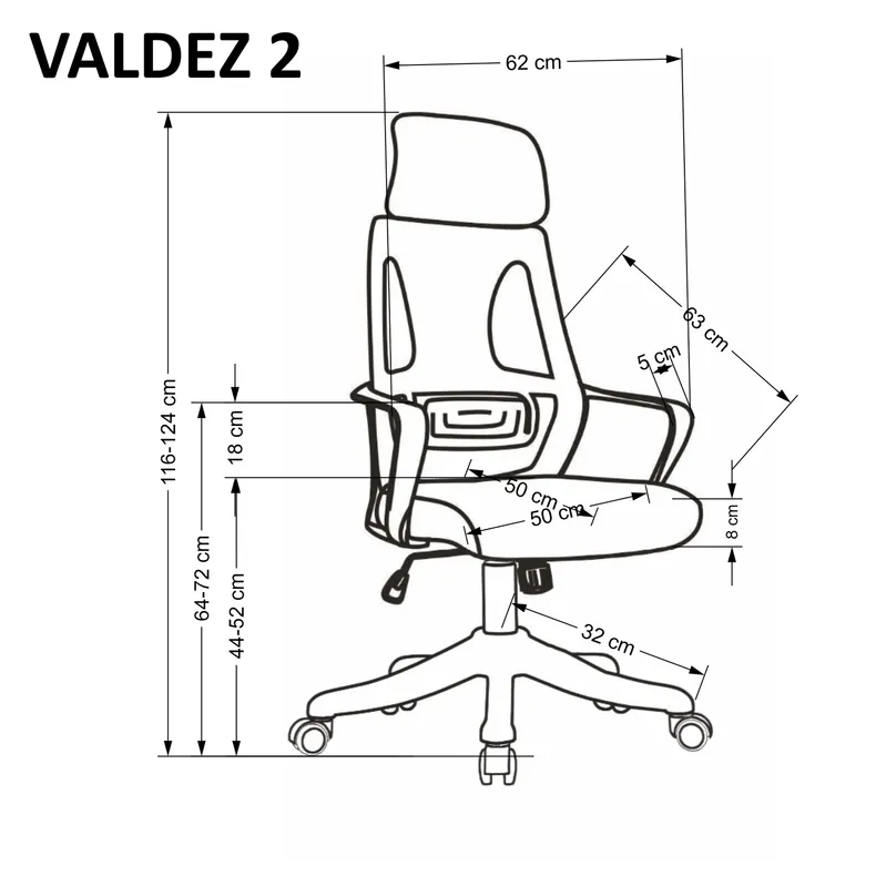 Крісло комп'ютерне офісне обертове HALMAR VALDEZ 2 сірий / чорний фото №2