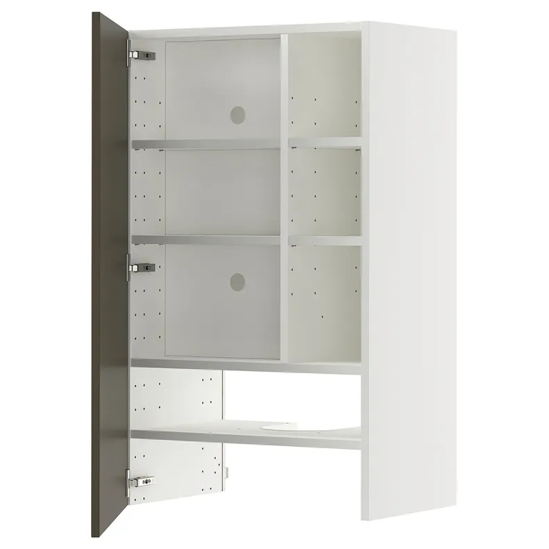 IKEA METOD МЕТОД, навесной шкаф д/вытяжки/полка/дверь, белый/гавсторпский коричневый/бежевый, 60x100 см 995.585.51 фото №1