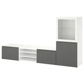 IKEA BESTÅ БЕСТО, комбинация для ТВ / стеклянные дверцы, белый / Вястервикен серый, 240x42x129 см 794.217.24 фото