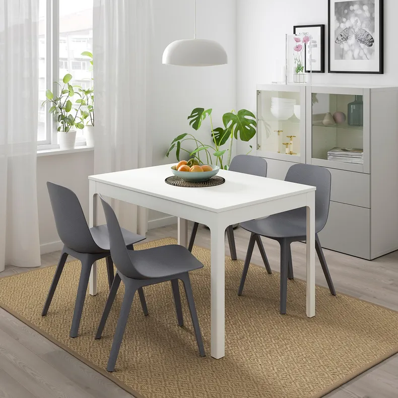IKEA EKEDALEN ЭКЕДАЛЕН / ODGER ОДГЕР, стол и 4 стула, белый / синий, 120 / 180 см 692.213.44 фото №5