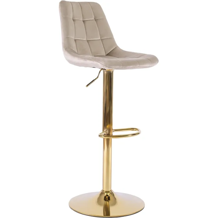 Барный стул бархатный MEBEL ELITE ARCOS Velvet, бежевый / золотой фото №12