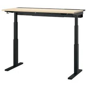 IKEA MITTZON МІТТЗОН, стіл регульований, електричний okl береза/чорний, 140x60 см 595.282.26 фото