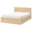 IKEA MALM МАЛЬМ, кровать с подъемным механизмом, Шпон дуба, окрашенный в белый цвет, 140x200 см 004.126.85 фото thumb №1