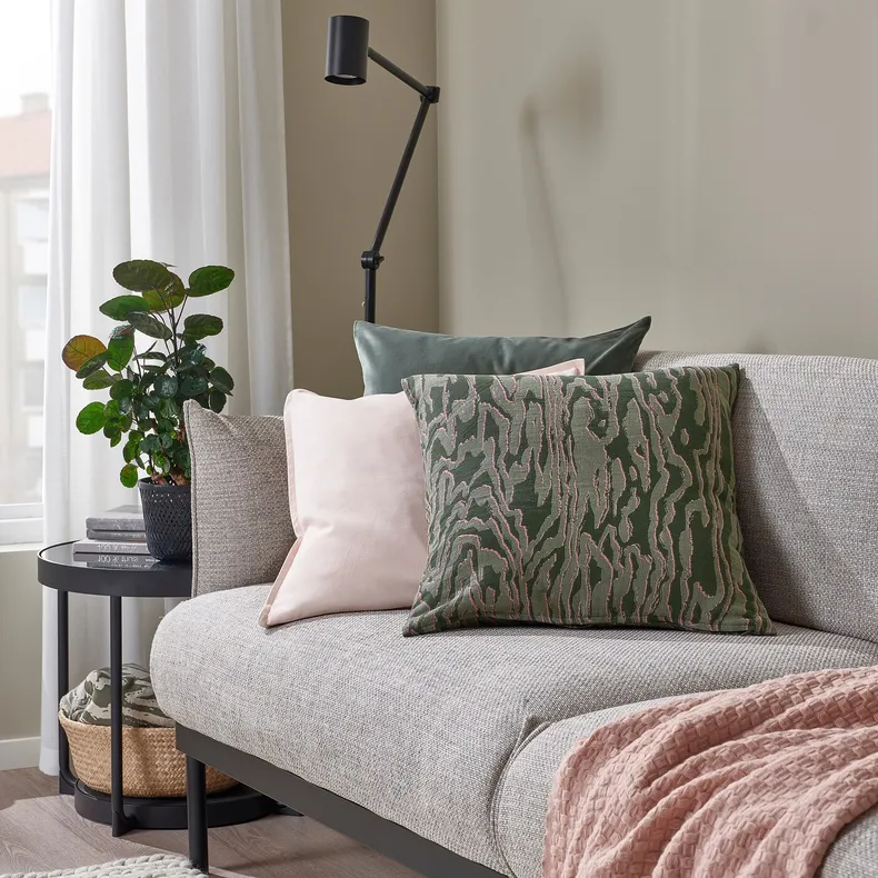 IKEA TANDMOTT ТАНДМОТТ, чехол на подушку, серо-зеленый / розовый, 50x50 см 405.715.02 фото №4