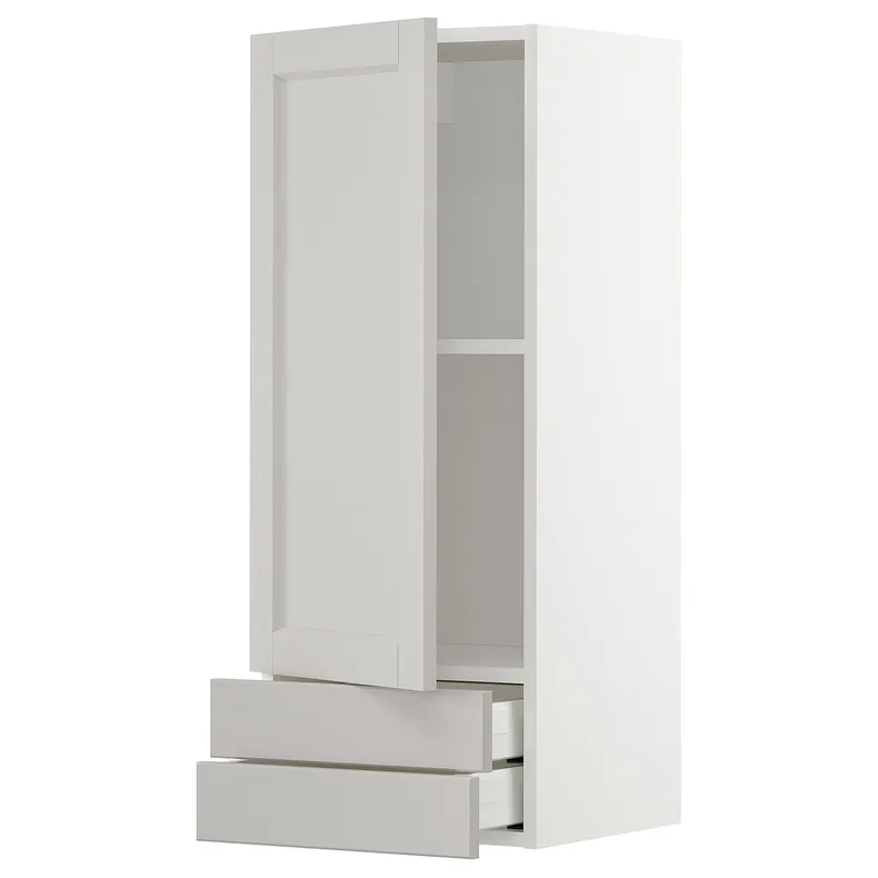IKEA METOD МЕТОД / MAXIMERA МАКСІМЕРА, навісна шафа, дверцята / 2 шухляди, білий / світло-сірий Lerhyttan, 40x100 см 694.697.21 фото №1