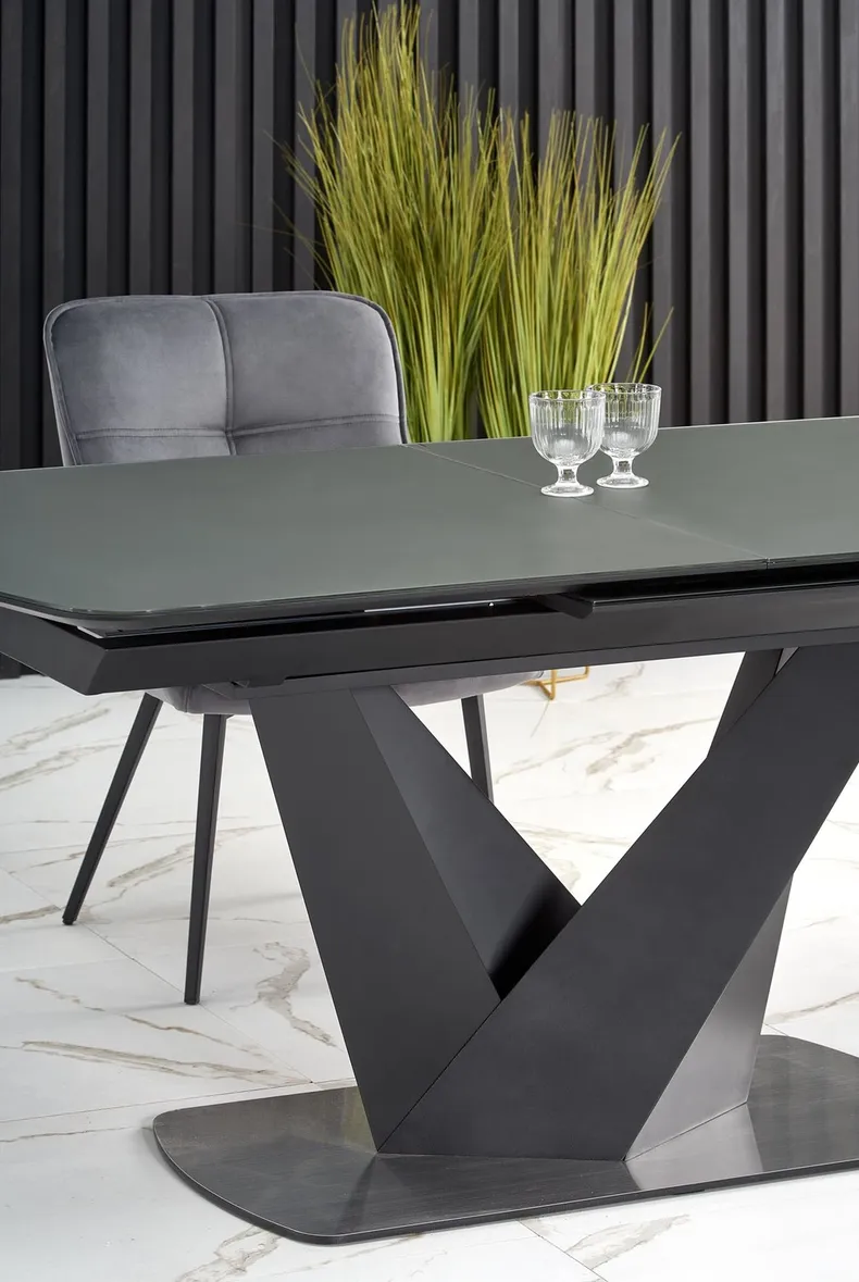 Обеденный стол раскладной HALMAR PATRIZIO 160-200x90 см, столешница - темный ясен, ножка - черный фото №20