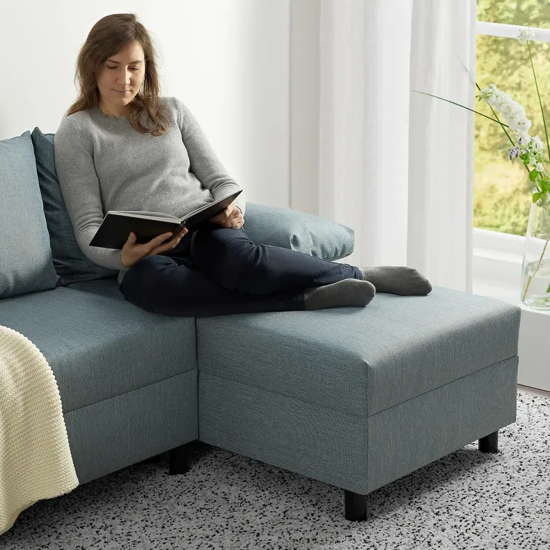 IKEA ANGSTA АНГСТА, 3-местный диван-кровать, с шезлонгом бирюзового цвета 805.014.37 фото №10