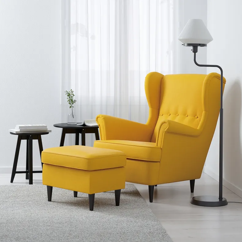 IKEA STRANDMON СТРАНДМОН, крісло з підголівником, СКІФТЕБУ жовтий 903.618.94 фото №2