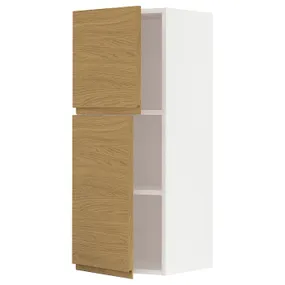 IKEA METOD МЕТОД, навісна шафа з полицями / 2 дверцят, білий / Voxtorp імітація. дуб, 40x100 см 495.380.61 фото