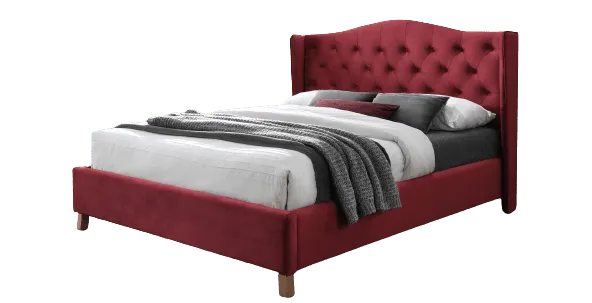 Двуспальная кровать SIGNAL ASPEN Velvet, Bluvel 59 - бордовый, 160x200 фото №1