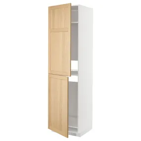 IKEA METOD МЕТОД, висока шафа для холодильнка / морозил, білий / ФОРСБАККА дуб, 60x60x220 см 695.094.30 фото