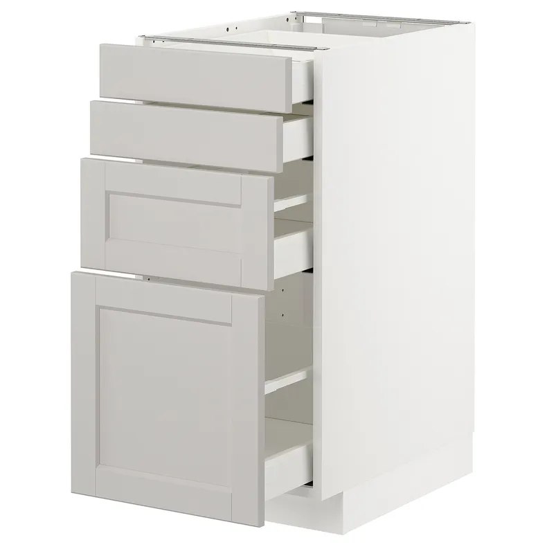 IKEA METOD МЕТОД / MAXIMERA МАКСИМЕРА, напольн шкаф 4 фронт панели / 4 ящика, белый / светло-серый, 40x60 см 992.744.11 фото №1