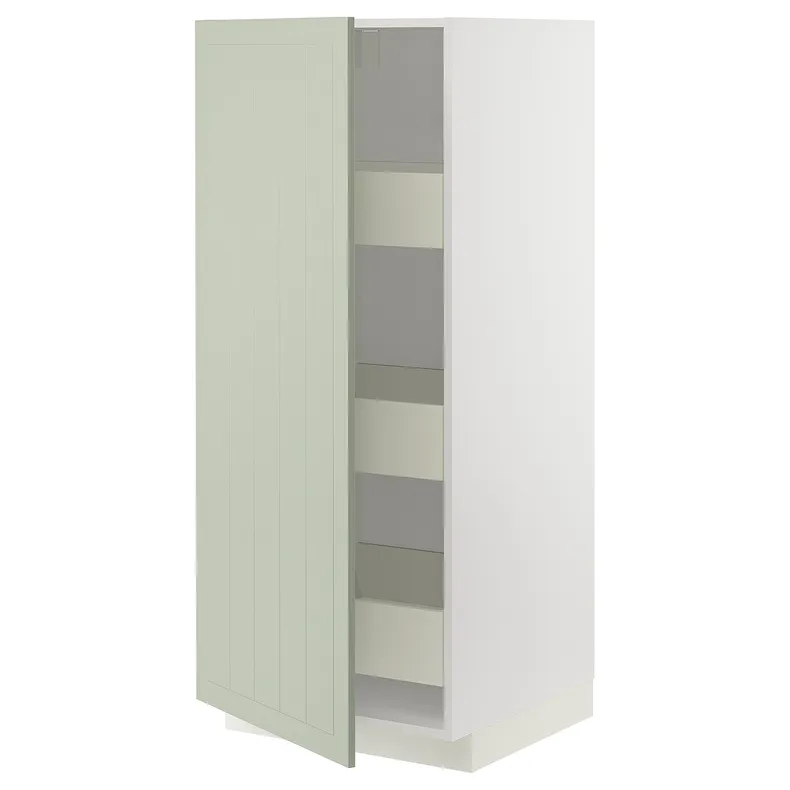 IKEA METOD МЕТОД / MAXIMERA МАКСИМЕРА, высокий шкаф с ящиками, белый / светло-зеленый, 60x60x140 см 294.866.09 фото №1