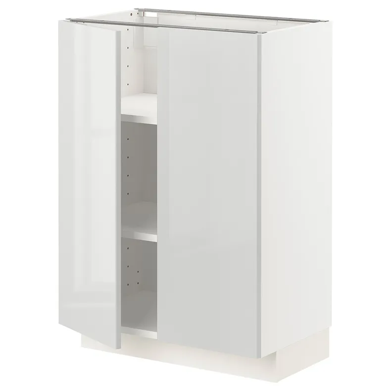 IKEA METOD МЕТОД, підлогова шафа з полицями / 2 дверцят, білий / Ringhult світло-сірий, 60x37 см 494.645.31 фото №1