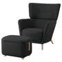 IKEA OSKARSHAMN ОСКАРШАМН, крісло з підголівником+підст д / ніг, ГУННАРЕД чорний / сірий 094.853.33 фото